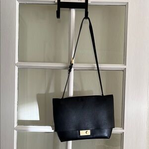 All Saints Black Leather Envelope Bag